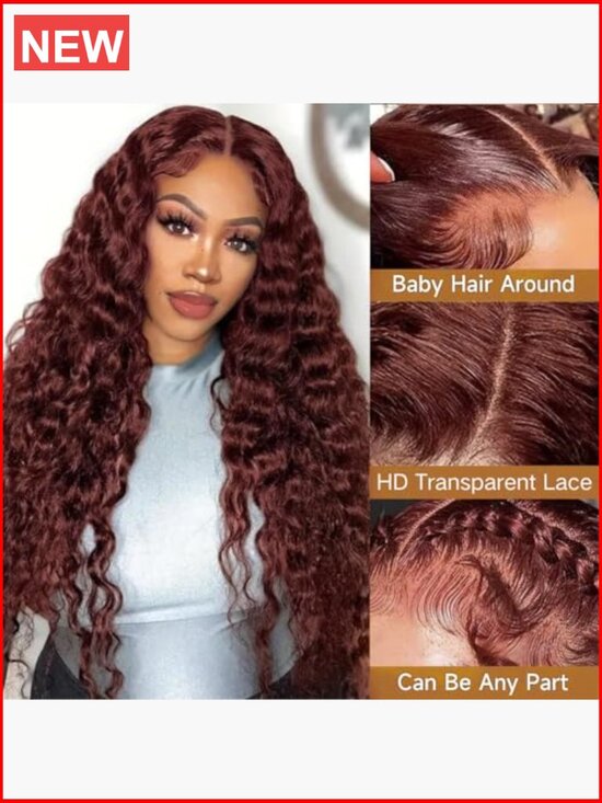 Human Hair Lace Front Wig 180 Density Deep Wave Pre Plucked main image 4
